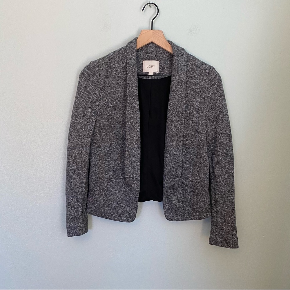 LOFT Gray Soft Knit Blazer Small Petite Career